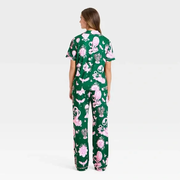 Wicked x Katie Kime Women's Graphic Pajama Set - Green - Picture 2 of 3